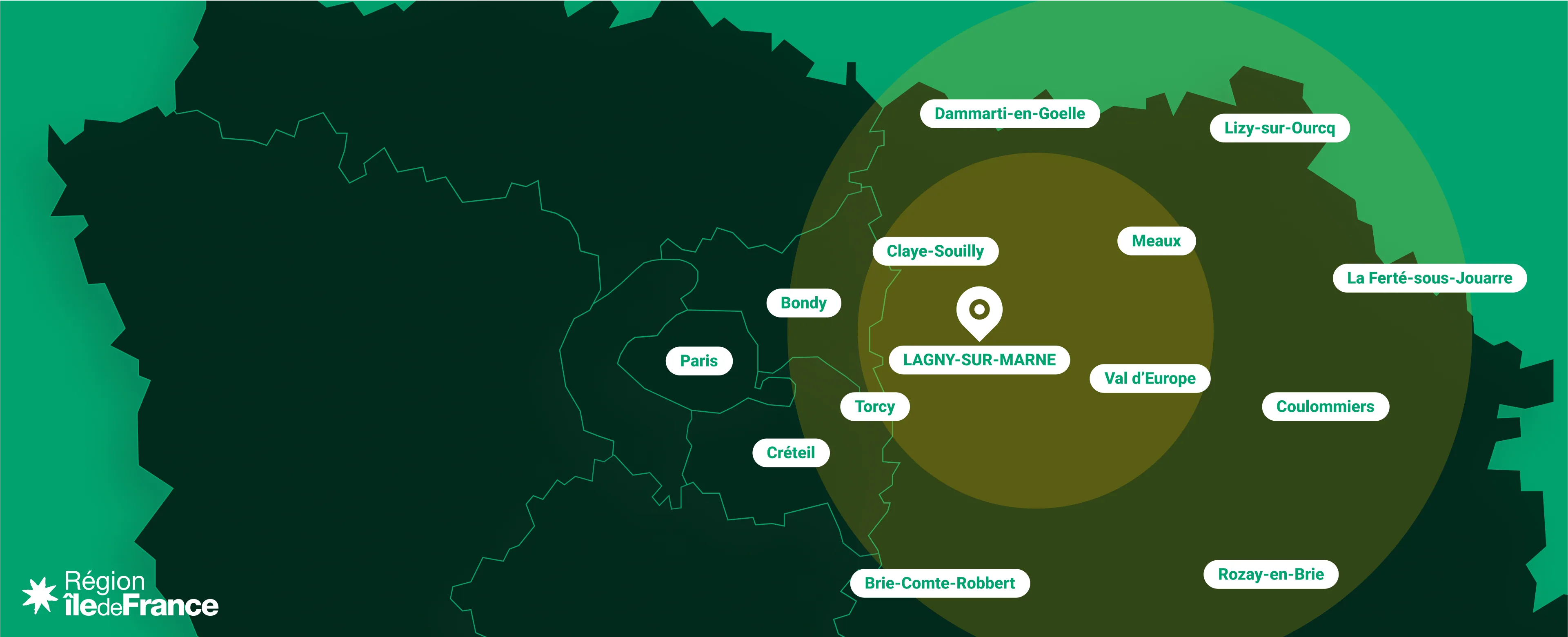 Carte de la zone d'intervention Geoadas autour de Lagny-sur-Marne